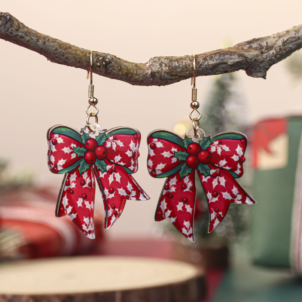 Leopard Bow Dangle Earrings - DippedShop Wholesale - #7587