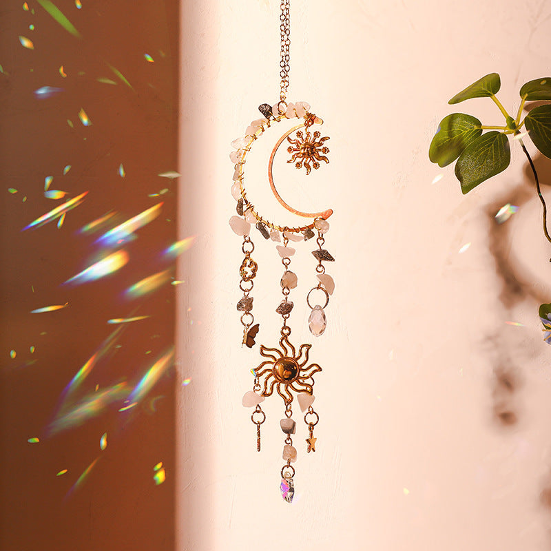 Colorful Stones Moon Wrap Tassel Hanging Suncatchers MK2CZAS6H7HLS68