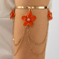 Trendy Exaggerated Blue Flower Chain Anklets 8ZA6JAB44L