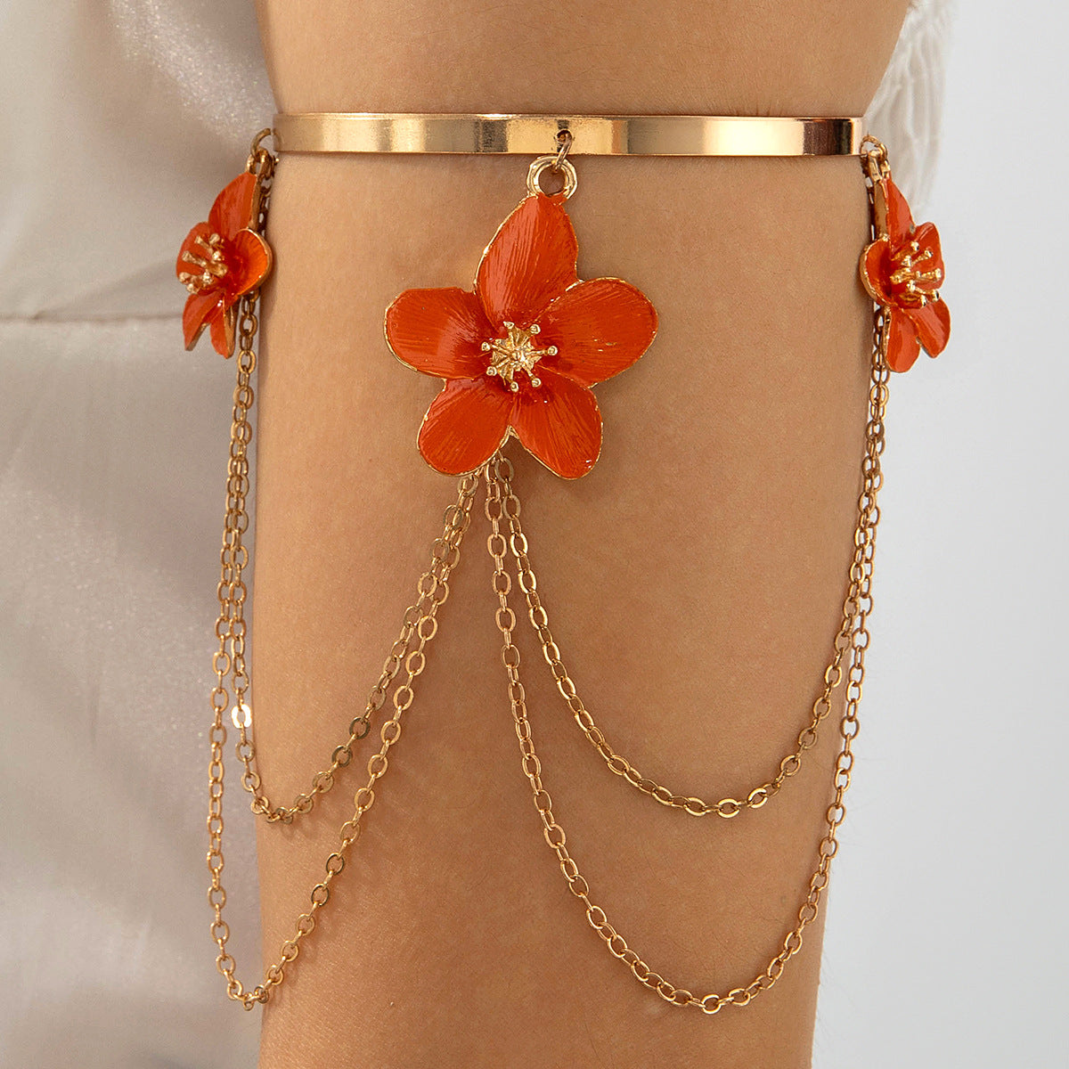 Trendy Exaggerated Blue Flower Chain Anklets 8ZA6JAB44L