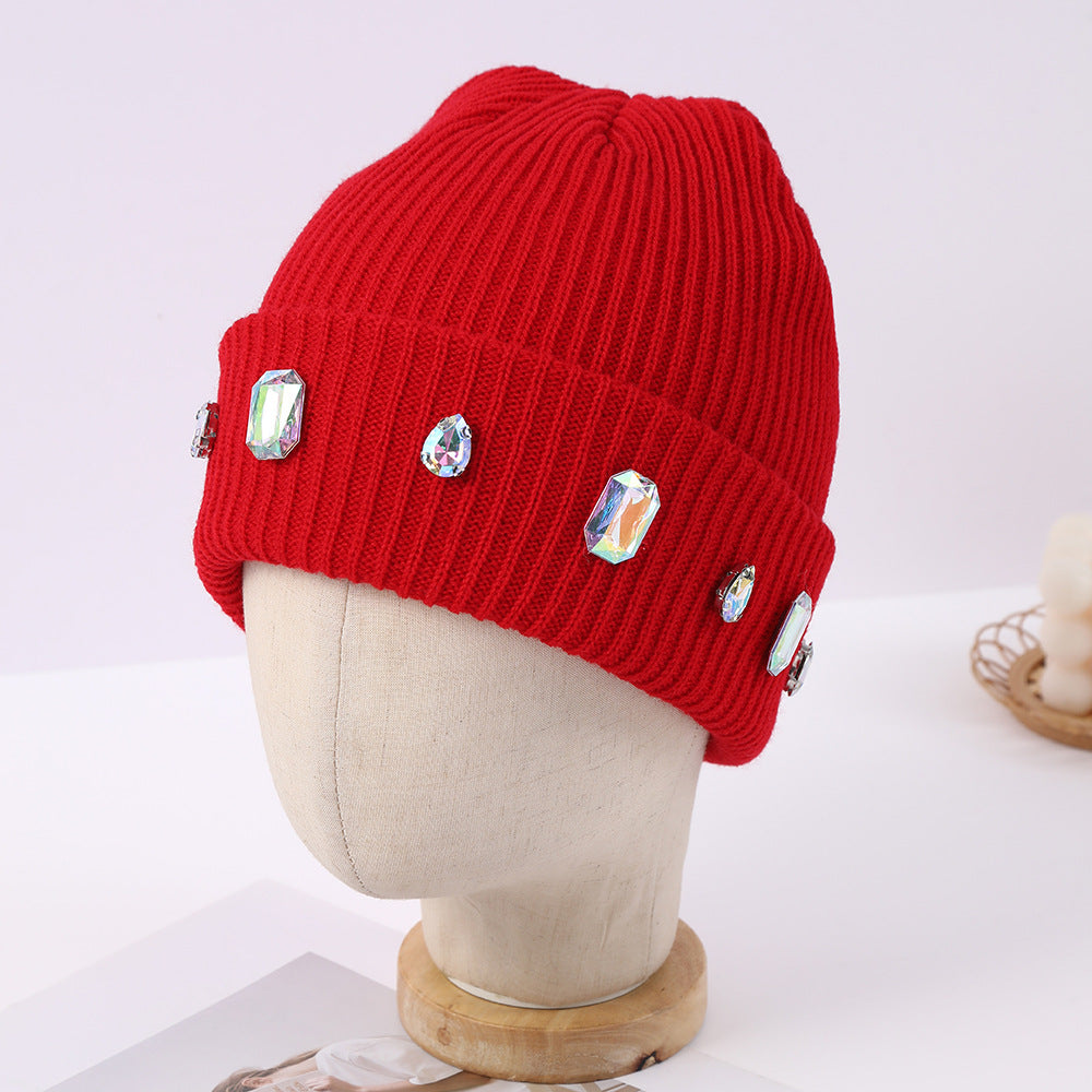 Rhinestone Cuffed Knit Beanie - DippedShop Wholesale - #6723