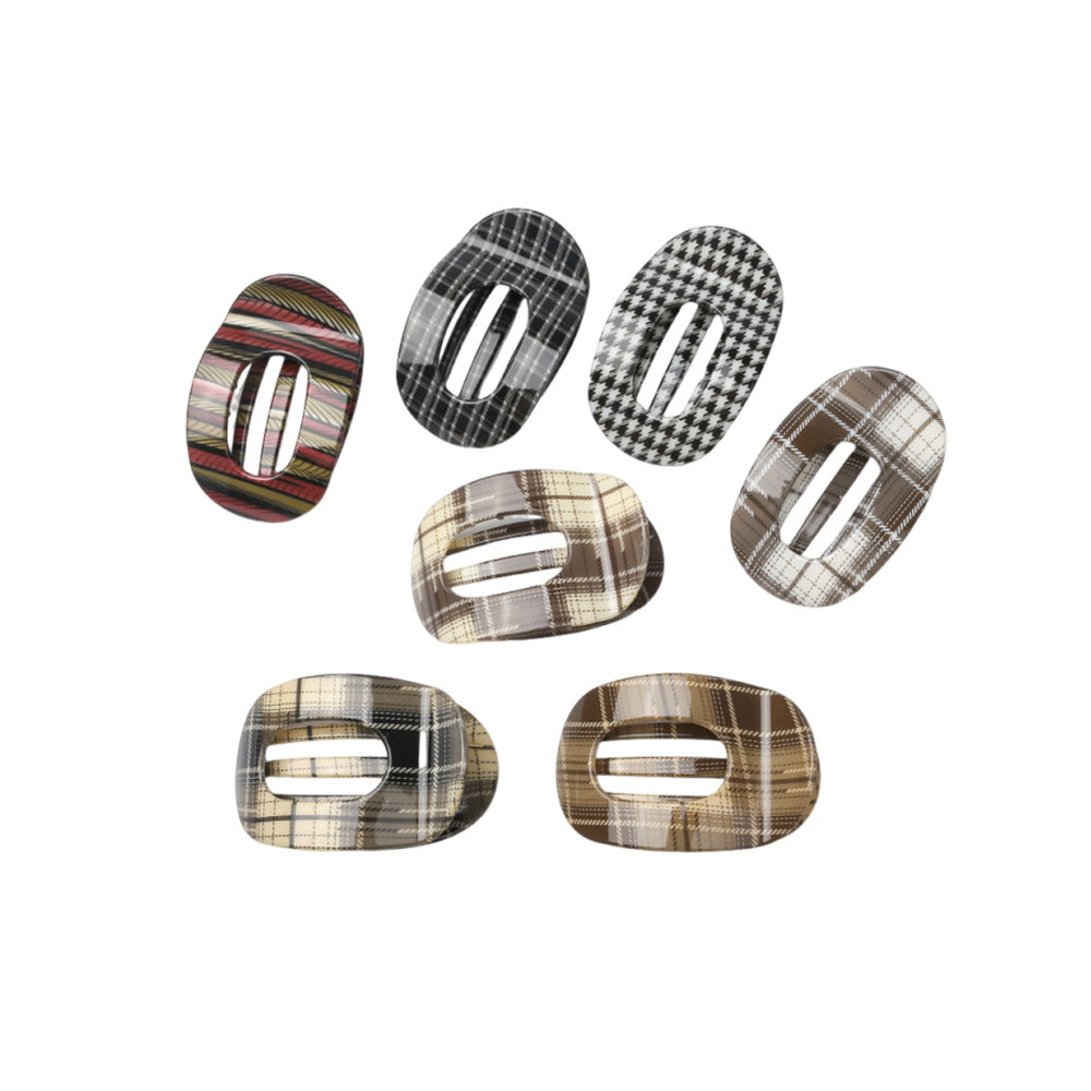 Color Block Plaid Hair Claw - DippedShop Wholesale - #6067