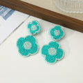 Beaded Floral Pendant Earrings - DippedShop Wholesale - #5011