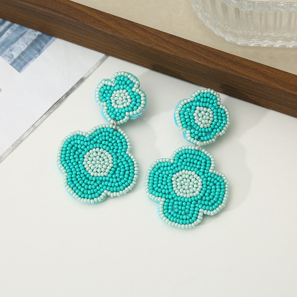 Beaded Floral Pendant Earrings - DippedShop Wholesale - #5011