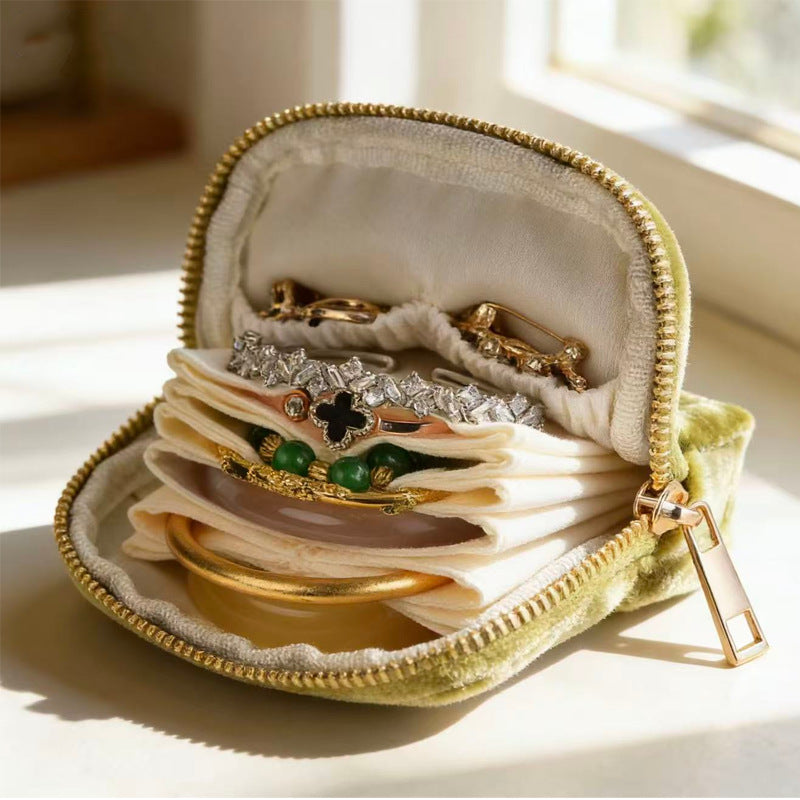 Soft Velet Portable Travel Jewelry Case with Zipper 6W13HSJ90