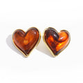Vintage Enamel Heart Gold Plated Stud Earrings 6W6JER950