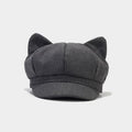 Cute Cat Ears Solid Color Warm Newsboy Hat 6W6HAT528