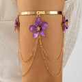 Trendy Exaggerated Blue Flower Chain Anklets 8ZA6JAB44L