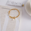 Chunky Pearl Gold Chain Bracelet - DippedShop Wholesale - #6035