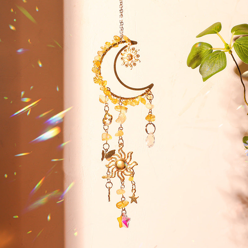 Colorful Stones Moon Wrap Tassel Hanging Suncatchers MK2CZAS6H7HLS68