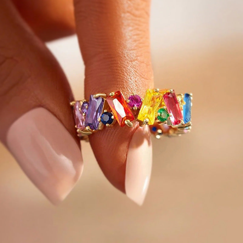 Trendy Gold Plated Colorful Zi - DippedShop Wholesale - #2307