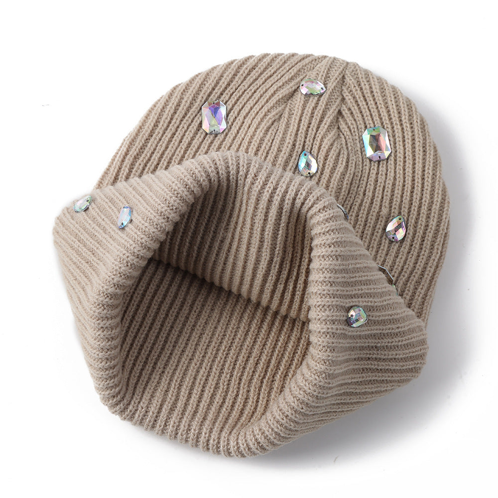 Rhinestone Cuffed Knit Beanie - DippedShop Wholesale - #3587
