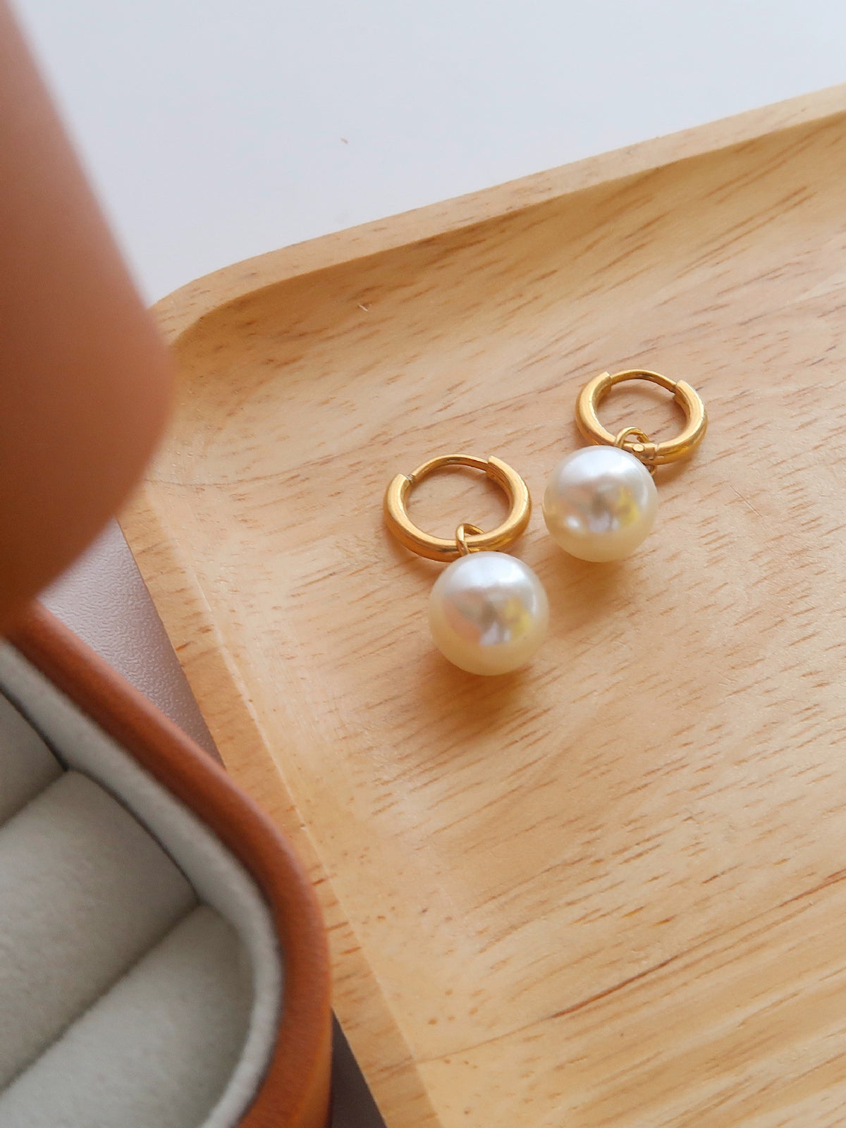 Pearl Drop Hoop Earrings - DippedShop Wholesale - #0691