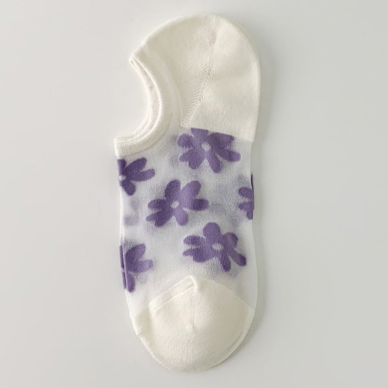 Floral Mesh Sheer Socks - DippedShop Wholesale - #9075