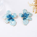 Color Block Flower Stud Earrings - DippedShop Wholesale - #7059