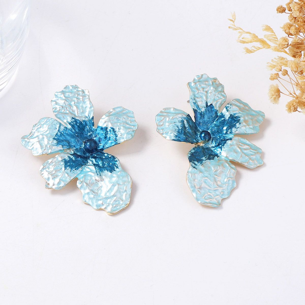 Color Block Flower Stud Earrings - DippedShop Wholesale - #7059