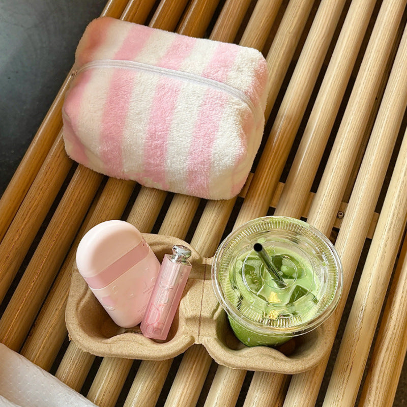 Cute Striped Lint Lightweight Makeup Bag MK2BW6S10BOB120