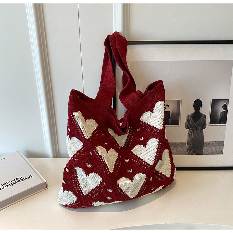 Stylish Heart Print Large Capacity Shoulder Bag 6W10BBG1765