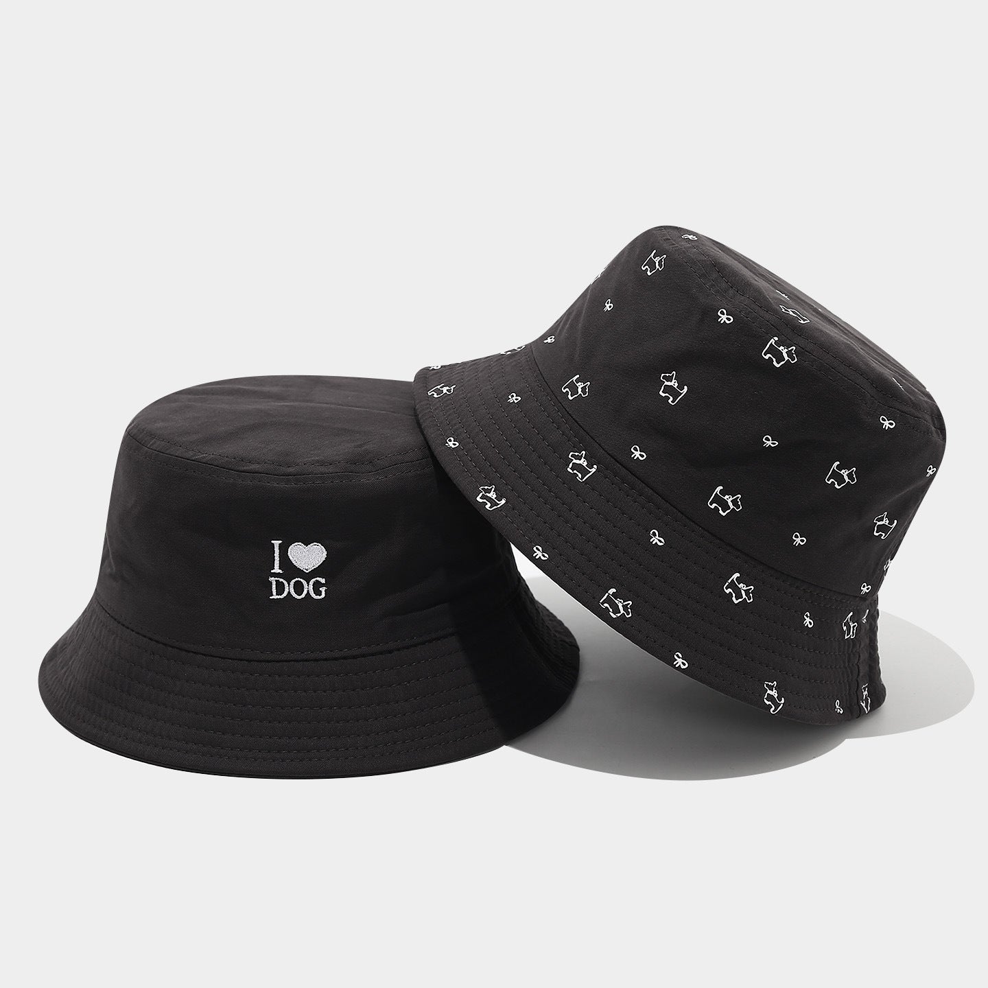 Cute Dog Embroidery Reversible Bucket Hats MK2COK6W6HAT362