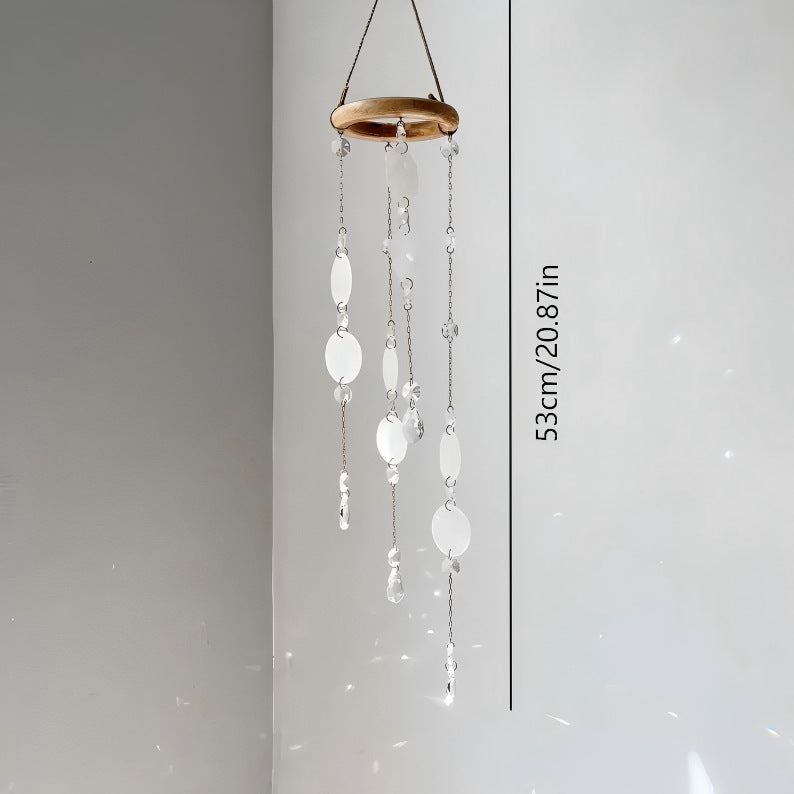 Iridescent Crystal Star Moon Tassel Suncatcher Wind Chime 6H7HLS217