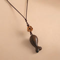 Simple Rope Braided Wood Fish Pendant Necklace 6W6JNC662