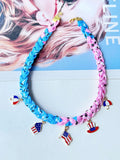 Hand Woven USA Flag Umbrella Pendant Choker Necklace 8ZA6JNC287T