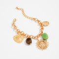 Stylish Gold Plated Heart Floral Pendant Bracelets 6W6JBR637