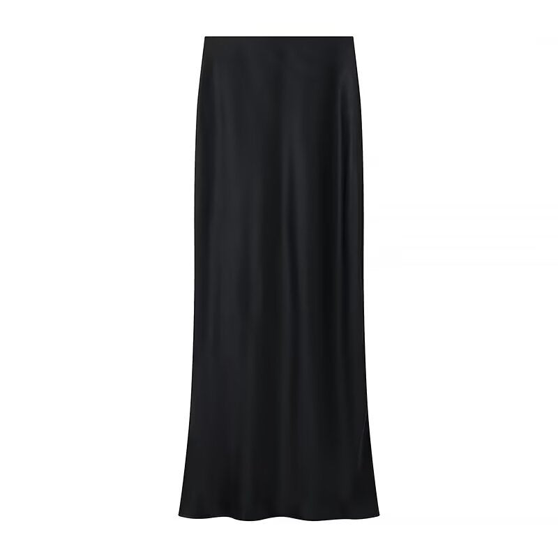 Elegant Solid Color Satin Mermaid Maxi Skirt DP25C930