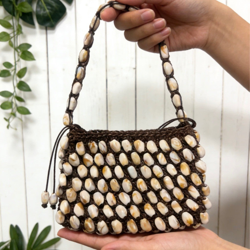 Beaded Woven Shoulder Bag - DippedShop Wholesale - #8307