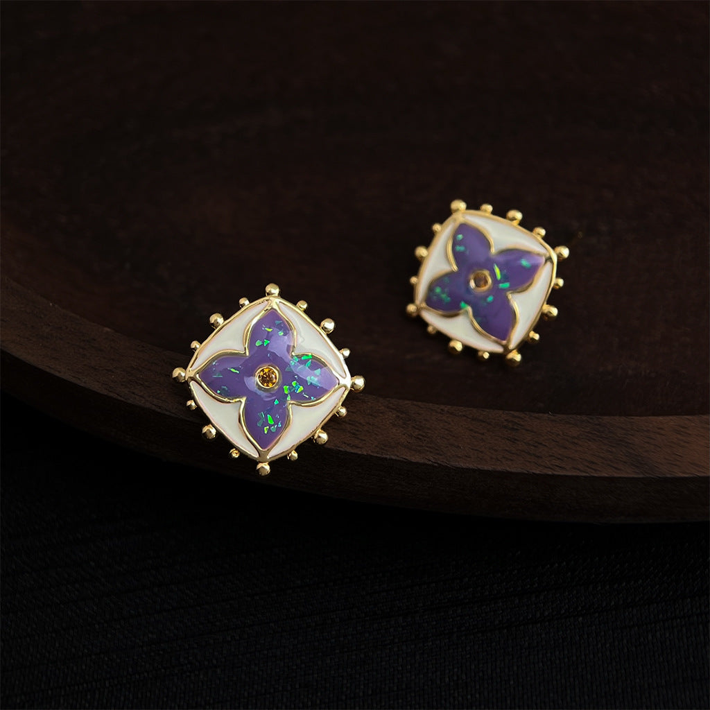 Vintage Gold Flower Stud Earrings - DippedShop Wholesale - #6515