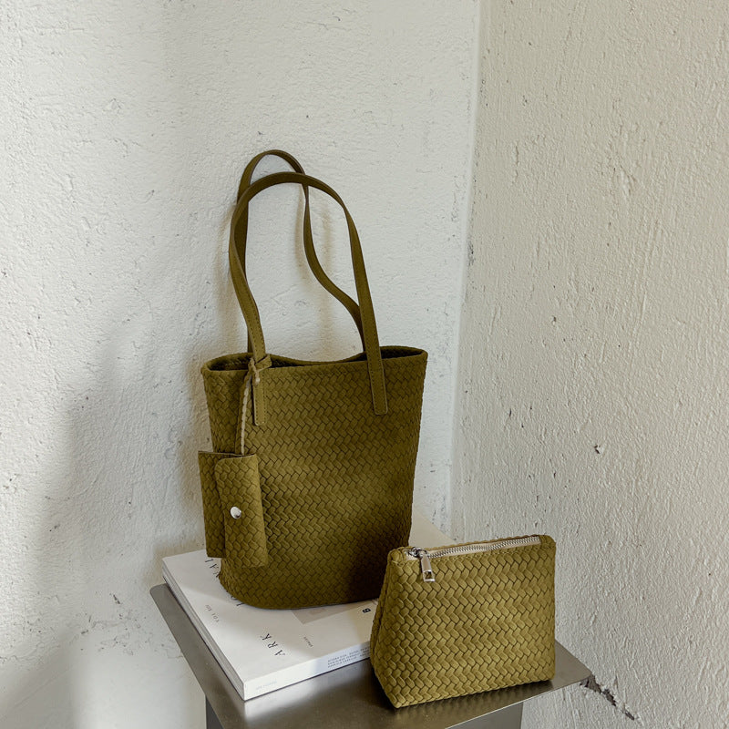 Vintage Woven Commuter Bucket Tote Bag 6W10BBG2467