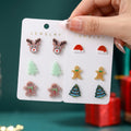 Cute Cartoon Mini Christmas Tree Stud Earrings 6W6JER684