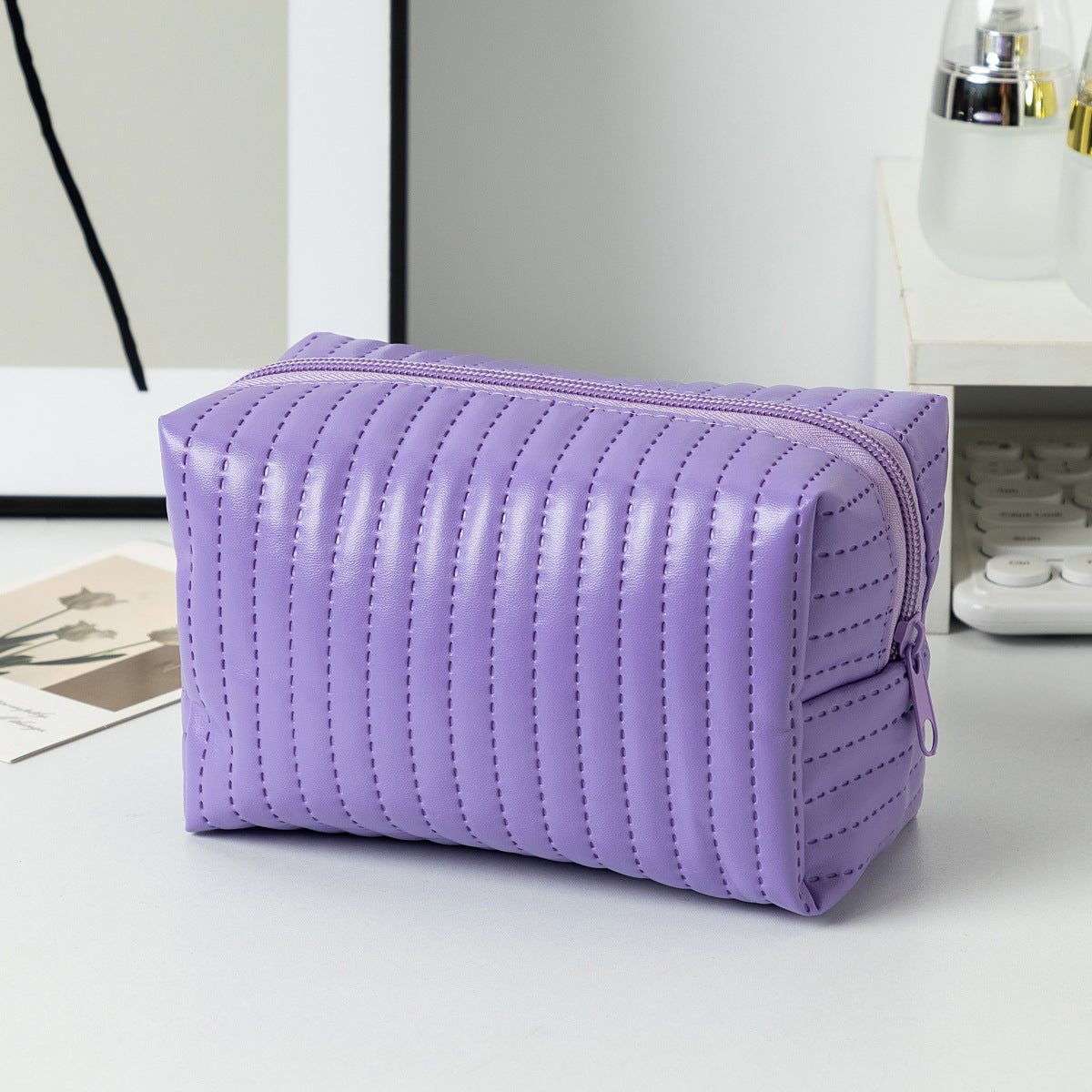 Minimalist Solid Color PU Cosmetic - DippedShop Wholesale - #4323