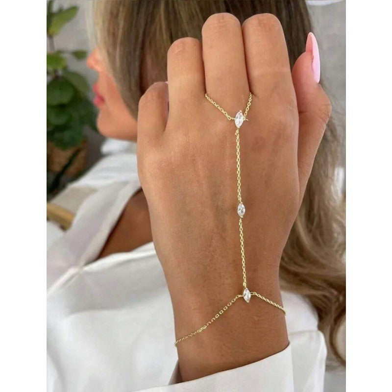 Fashion Geometric Rhinestone Gold Plated Bracelet 6W6JBR352