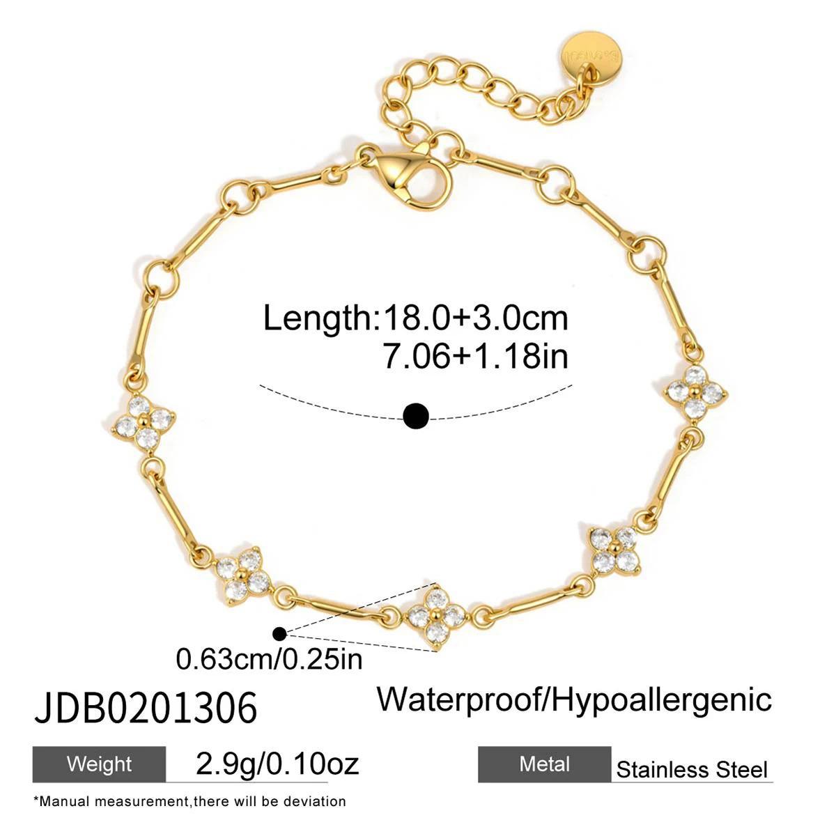 Simple Gola Plated Cubic Zirconia Chain Bracelet 6W6JBR461