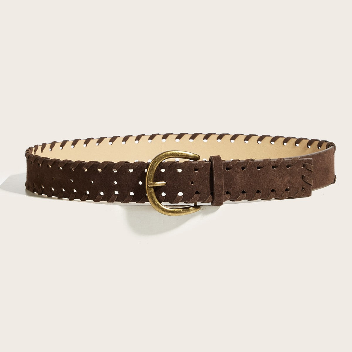 Vintage Braided Edge Pin Buckle Suede Belt MK2LEEP6W6JBT47