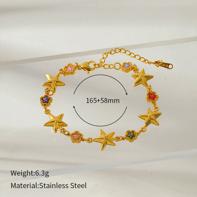 Fashion Gold Plated Floral Heart Charm Bracelet 6W6JBR513