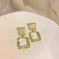 Fashion Transparent Rectangle Crystal Drop Earrings 6W6JER713