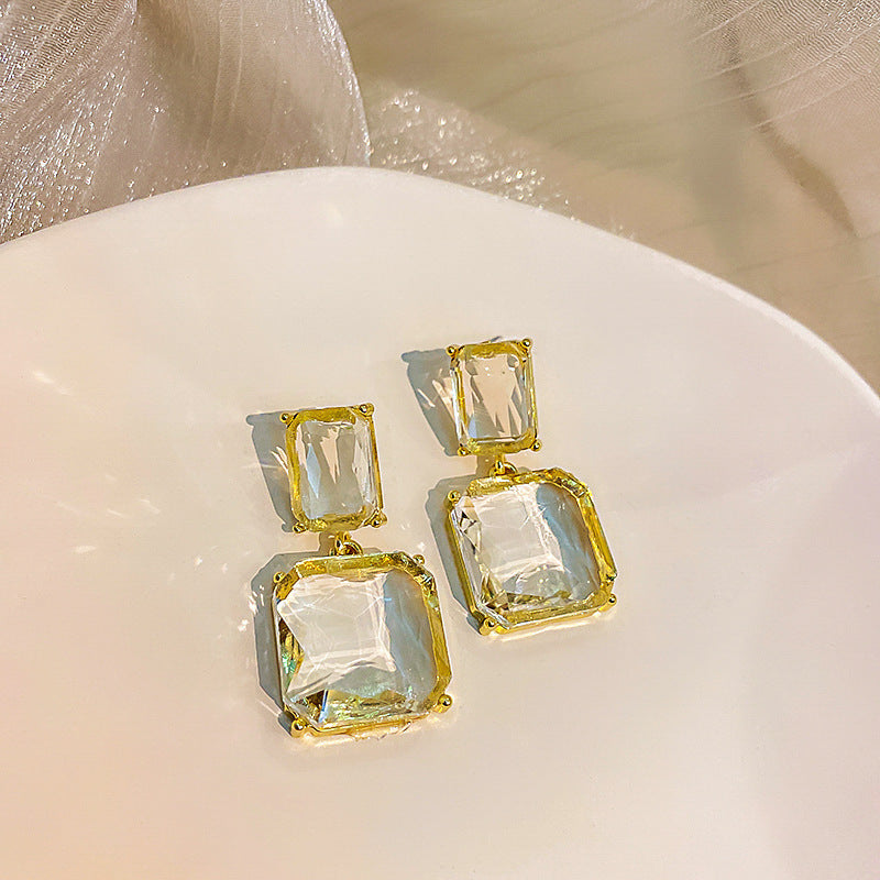 Fashion Transparent Rectangle Crystal Drop Earrings 6W6JER713