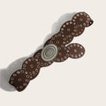 Retro Western Oval Buckle Wide Disc Waist Belt 6W6JBT234
