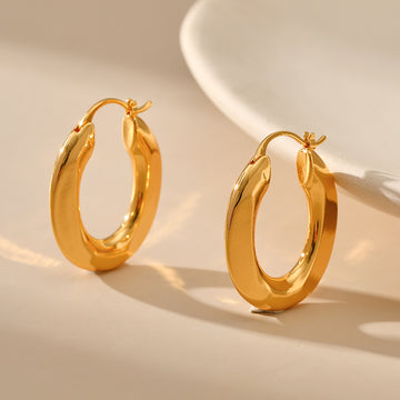 Vintage Simple Oval Elegant Hoop Earrings DPJE1212