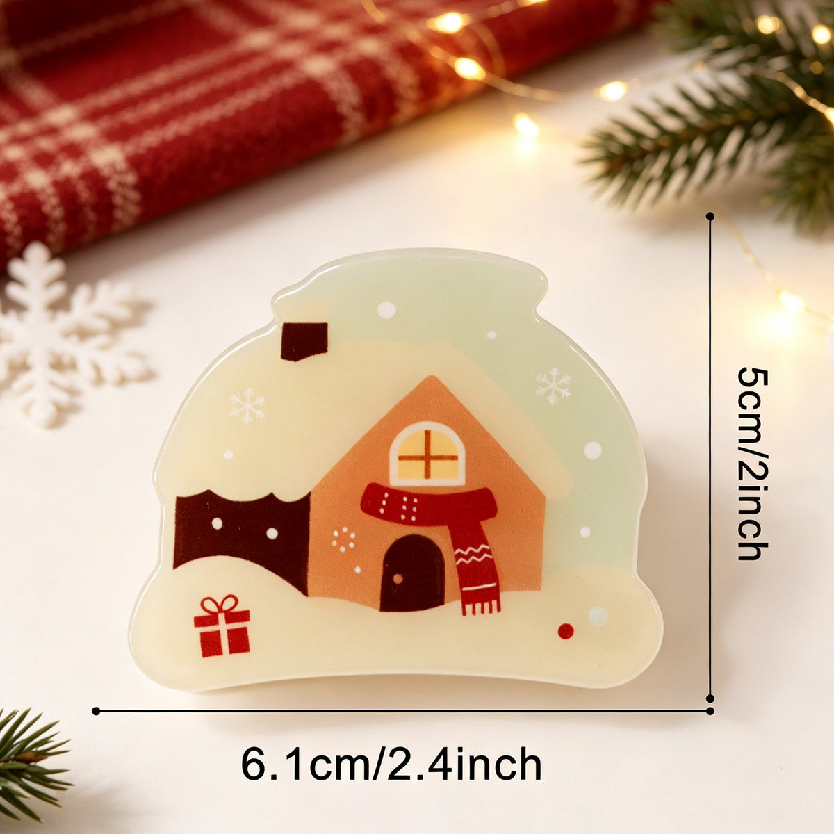 Cute Cartoon Print Snowman Christmas Hair Claw 6W6HCP1616