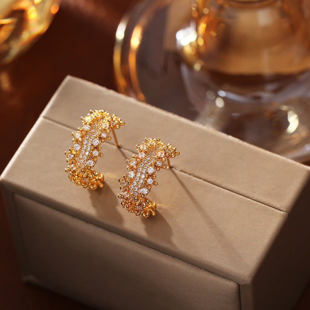 Gold Plated C-Shaped Stud Earrings - DippedShop Wholesale - #8547