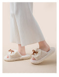 Lace Bow Cotton Slippers - DippedShop Wholesale - #5827