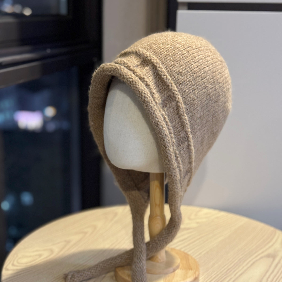 Knit Tie Up Earflap Beanie - DippedShop Wholesale - #7539