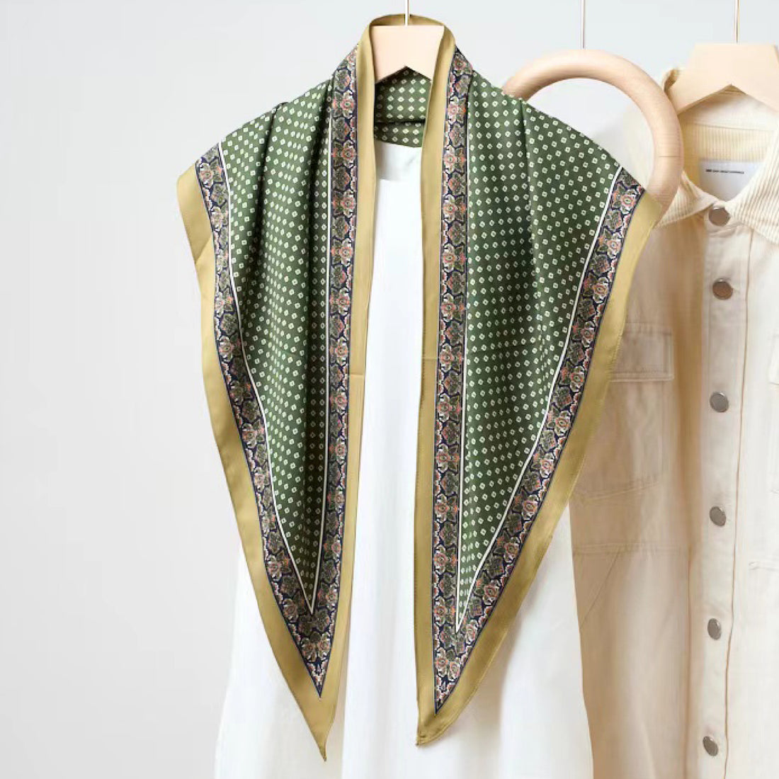 Vintage Polka Dot Triangle Silk Scarf DP25G454