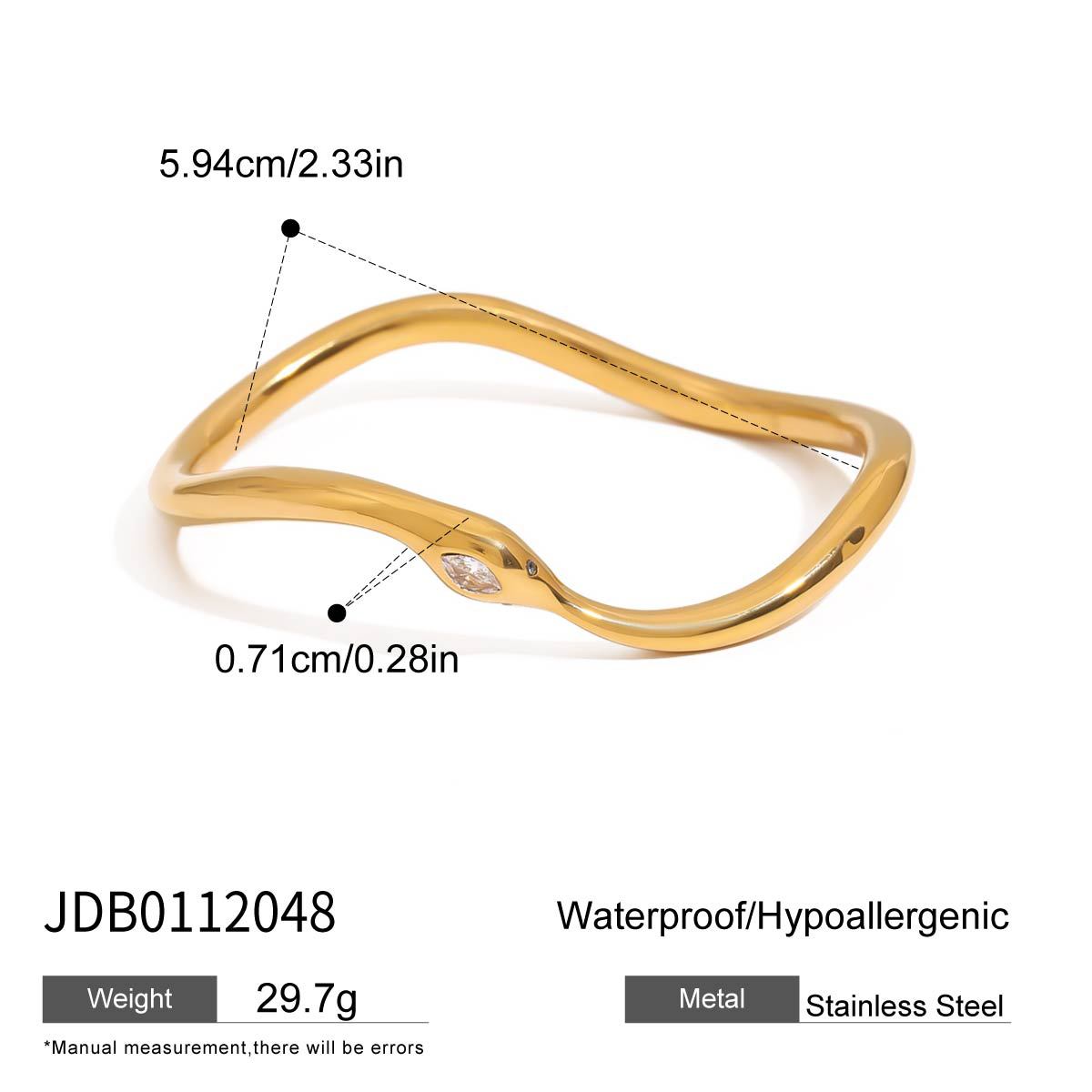 Minimalist Gold Plated Cubic Zirconia Bangle Bracelet 6W6JBR598