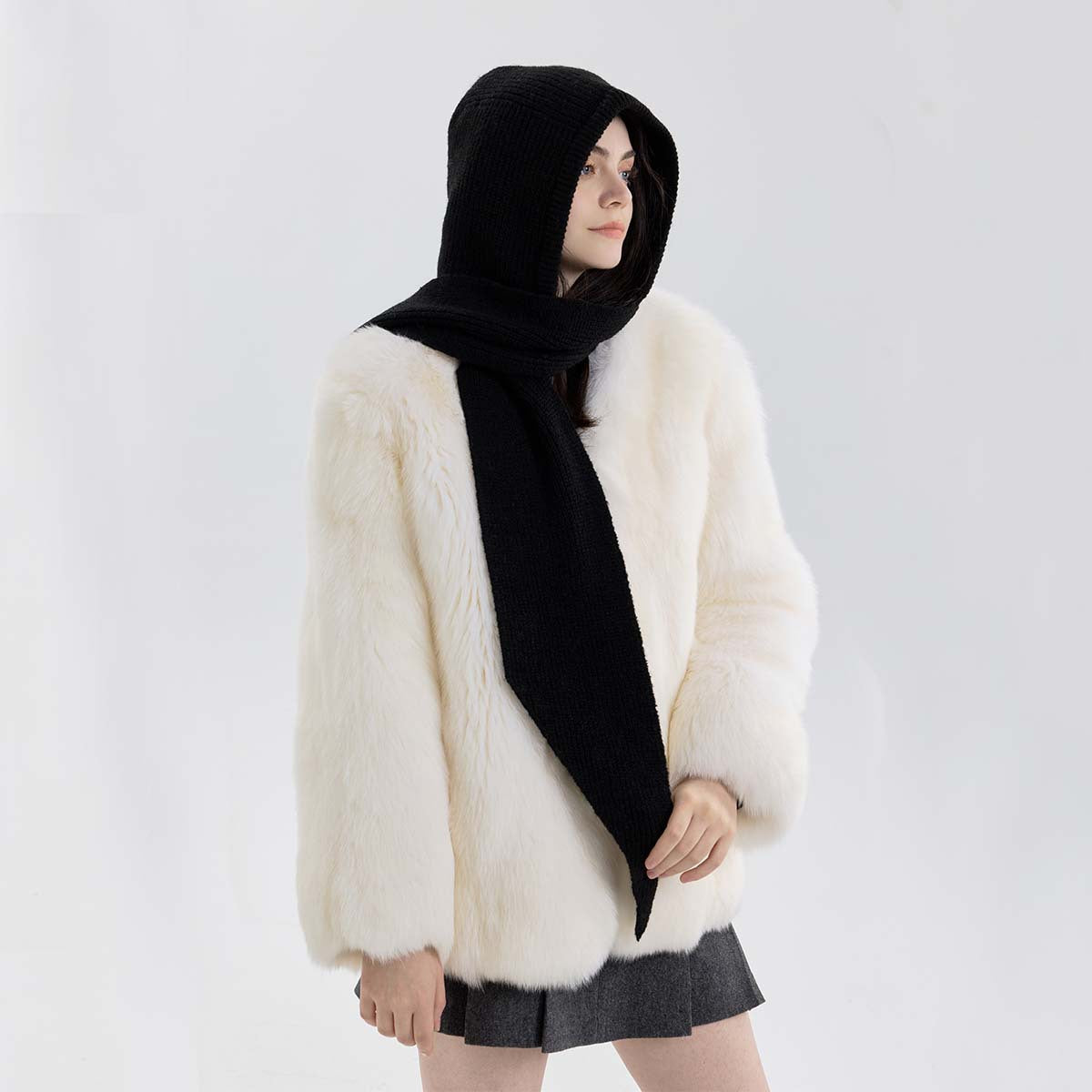 Minimalist Solid Color Hooded Triangle Scarf 6W6NSW300