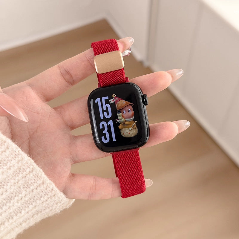 Simple Solid Color Nylon Weave Magnetic Watch Band 6W6JWA112