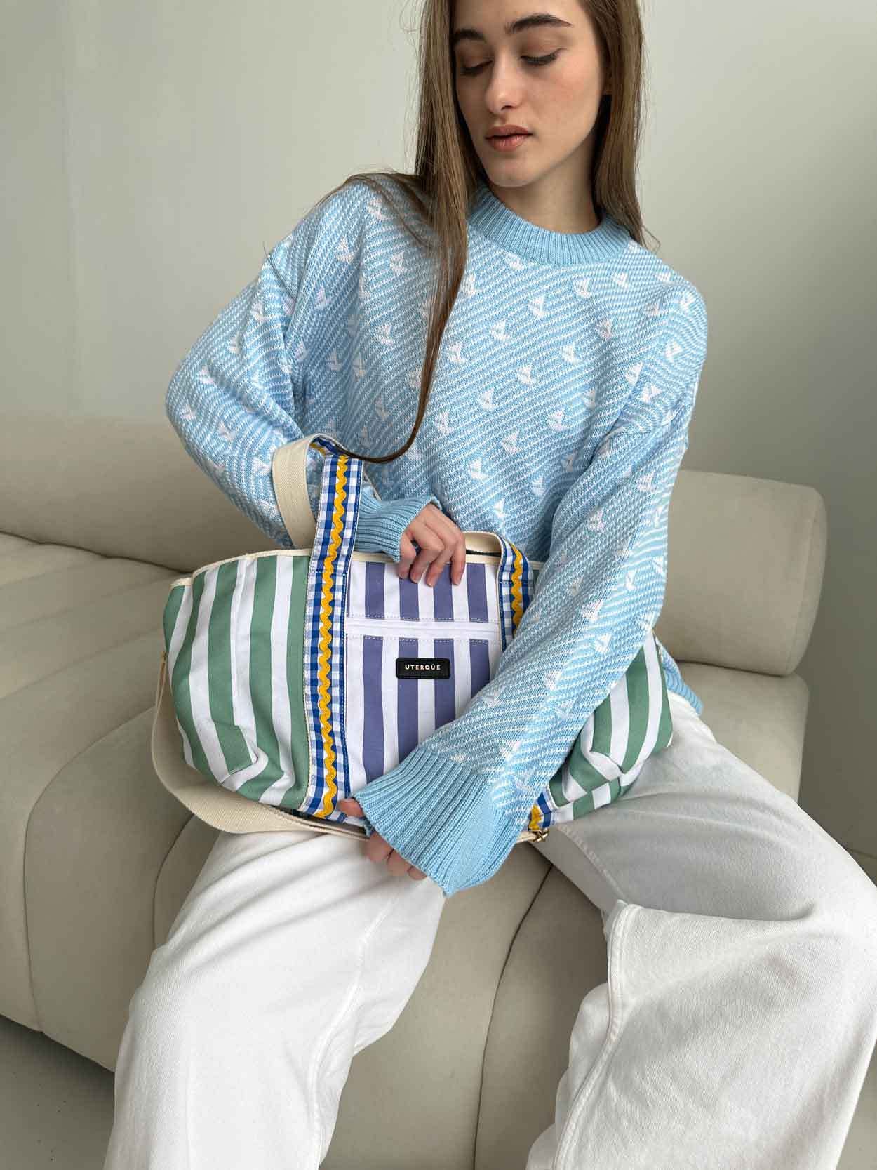 Print Contrast Loose Sweater - DippedShop Wholesale - #8531
